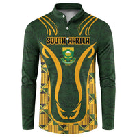 Custom South Africa Rugby 2024 Button Sweatshirt Go Champion Springboks and Kente Pattern - Wonder Print Shop