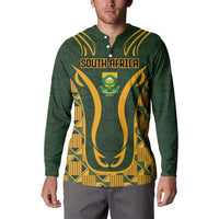 Custom South Africa Rugby 2024 Button Sweatshirt Go Champion Springboks and Kente Pattern - Wonder Print Shop