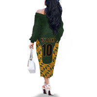 Custom South Africa Rugby 2024 Family Matching Off The Shoulder Long Sleeve Dress and Hawaiian Shirt Go Champion Springboks and Kente Pattern - Wonder Print Shop