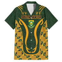 Custom South Africa Rugby 2024 Family Matching Off Shoulder Maxi Dress and Hawaiian Shirt Go Champion Springboks and Kente Pattern - Wonder Print Shop