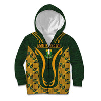 Custom South Africa Rugby 2024 Kid Hoodie Go Champion Springboks and Kente Pattern - Wonder Print Shop