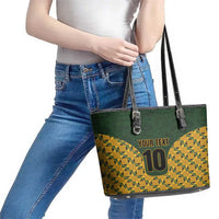 Custom South Africa Rugby 2024 Leather Tote Bag Go Champion Springboks and Kente Pattern - Wonder Print Shop