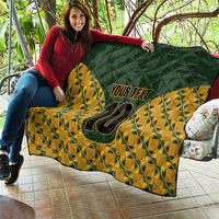 Custom South Africa Rugby 2024 Quilt Go Champion Springboks and Kente Pattern - Wonder Print Shop