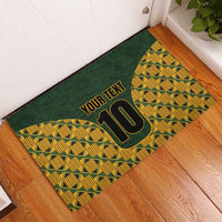 Custom South Africa Rugby 2024 Rubber Doormat Go Champion Springboks and Kente Pattern - Wonder Print Shop