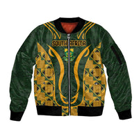Custom South Africa Rugby 2024 Sleeve Zip Bomber Jacket Go Champion Springboks and Kente Pattern - Wonder Print Shop