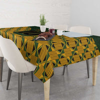 Custom South Africa Rugby 2024 Tablecloth Go Champion Springboks and Kente Pattern - Wonder Print Shop