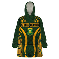 Custom South Africa Rugby 2024 Wearable Blanket Hoodie Go Champion Springboks and Kente Pattern - Wonder Print Shop
