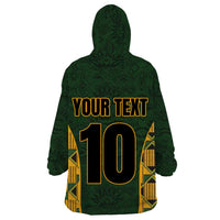 Custom South Africa Rugby 2024 Wearable Blanket Hoodie Go Champion Springboks and Kente Pattern - Wonder Print Shop