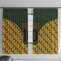 Custom South Africa Rugby 2024 Window Curtain Go Champion Springboks and Kente Pattern - Wonder Print Shop