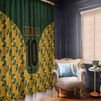 Custom South Africa Rugby 2024 Window Curtain Go Champion Springboks and Kente Pattern - Wonder Print Shop