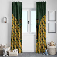 Custom South Africa Rugby 2024 Window Curtain Go Champion Springboks and Kente Pattern - Wonder Print Shop
