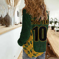 Custom South Africa Rugby 2024 Women Casual Shirt Go Champion Springboks and Kente Pattern - Wonder Print Shop