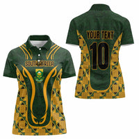Custom South Africa Rugby 2024 Women Polo Shirt Go Champion Springboks and Kente Pattern - Wonder Print Shop