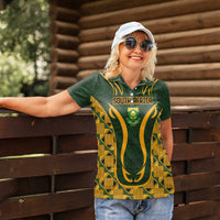 Custom South Africa Rugby 2024 Women Polo Shirt Go Champion Springboks and Kente Pattern - Wonder Print Shop