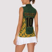 Custom South Africa Rugby 2024 Women Sleeveless Polo Shirt Go Champion Springboks and Kente Pattern - Wonder Print Shop