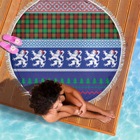Scottish Christmas Beach Blanket Xmas Royal Lions and Tartan - Wonder Print Shop