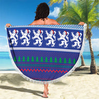 Scottish Christmas Beach Blanket Xmas Royal Lions and Tartan - Wonder Print Shop