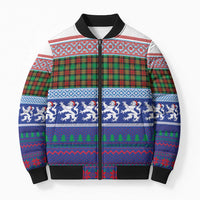 Scottish Christmas Bomber Puffer Jacket Xmas Royal Lions and Tartan - Wonder Print Shop