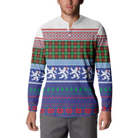 Scottish Christmas Button Sweatshirt Xmas Royal Lions and Tartan - Wonder Print Shop