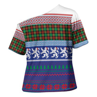 Scottish Christmas Cross Shoulder Shirt Xmas Royal Lions and Tartan - Wonder Print Shop