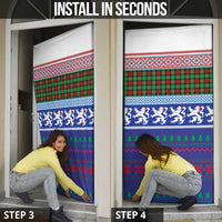 Scottish Christmas Door Cover Xmas Royal Lions and Tartan - Wonder Print Shop