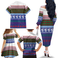 Scottish Christmas Family Matching Off The Shoulder Long Sleeve Dress and Hawaiian Shirt Xmas Royal Lions and Tartan - Wonder Print Shop