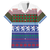 Scottish Christmas Family Matching Off Shoulder Short Dress and Hawaiian Shirt Xmas Royal Lions and Tartan - Wonder Print Shop