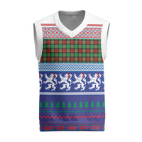 Scottish Christmas Knitted V-Neck Vest Xmas Royal Lions and Tartan - Wonder Print Shop