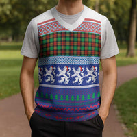 Scottish Christmas Knitted V-Neck Vest Xmas Royal Lions and Tartan - Wonder Print Shop