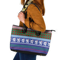 Scottish Christmas Leather Tote Bag Xmas Royal Lions and Tartan - Wonder Print Shop