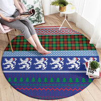Scottish Christmas Round Carpet Xmas Royal Lions and Tartan - Wonder Print Shop