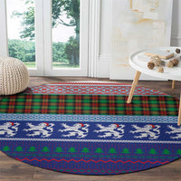 Scottish Christmas Round Carpet Xmas Royal Lions and Tartan - Wonder Print Shop