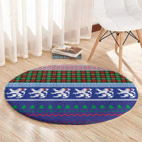 Scottish Christmas Round Carpet Xmas Royal Lions and Tartan - Wonder Print Shop
