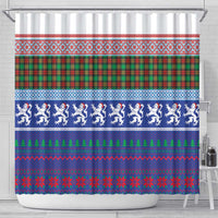 Scottish Christmas Shower Curtain Xmas Royal Lions and Tartan - Wonder Print Shop