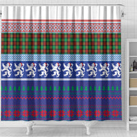 Scottish Christmas Shower Curtain Xmas Royal Lions and Tartan - Wonder Print Shop