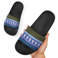 Scottish Christmas Slide Sandals Xmas Royal Lions and Tartan - Wonder Print Shop