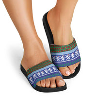 Scottish Christmas Slide Sandals Xmas Royal Lions and Tartan - Wonder Print Shop