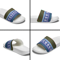 Scottish Christmas Slide Sandals Xmas Royal Lions and Tartan - Wonder Print Shop