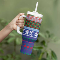 Scottish Christmas Tumbler With Handle Xmas Royal Lions and Tartan - Wonder Print Shop