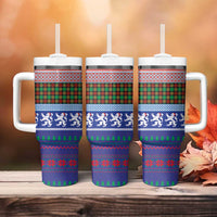 Scottish Christmas Tumbler With Handle Xmas Royal Lions and Tartan - Wonder Print Shop