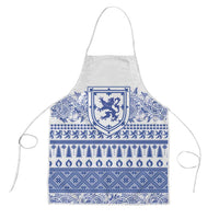 Scottish Christmas Apron Scotland Thistle and Celtic Knot White-Blue Color - Wonder Print Shop
