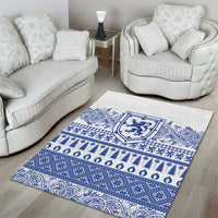Scottish Christmas Area Rug Scotland Thistle and Celtic Knot White-Blue Color - Wonder Print Shop