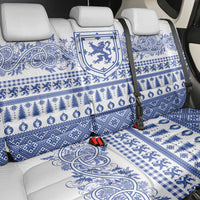 Scottish Christmas Back Car Seat Cover Scotland Thistle and Celtic Knot White-Blue Color - Wonder Print Shop