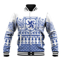 Scottish Christmas Baseball Jacket Scotland Thistle and Celtic Knot White-Blue Color - Wonder Print Shop