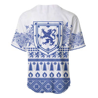 Scottish Christmas Baseball Jersey Scotland Thistle and Celtic Knot White-Blue Color - Wonder Print Shop