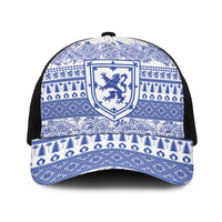 Scottish Christmas Baseball Net Cap Scotland Thistle and Celtic Knot White-Blue Color - Wonder Print Shop