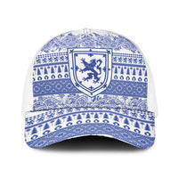 Scottish Christmas Baseball Net Cap Scotland Thistle and Celtic Knot White-Blue Color - Wonder Print Shop