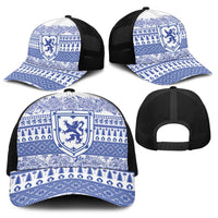 Scottish Christmas Baseball Net Cap Scotland Thistle and Celtic Knot White-Blue Color - Wonder Print Shop