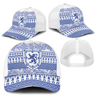 Scottish Christmas Baseball Net Cap Scotland Thistle and Celtic Knot White-Blue Color - Wonder Print Shop