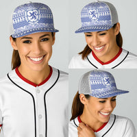 Scottish Christmas Baseball Net Cap Scotland Thistle and Celtic Knot White-Blue Color - Wonder Print Shop